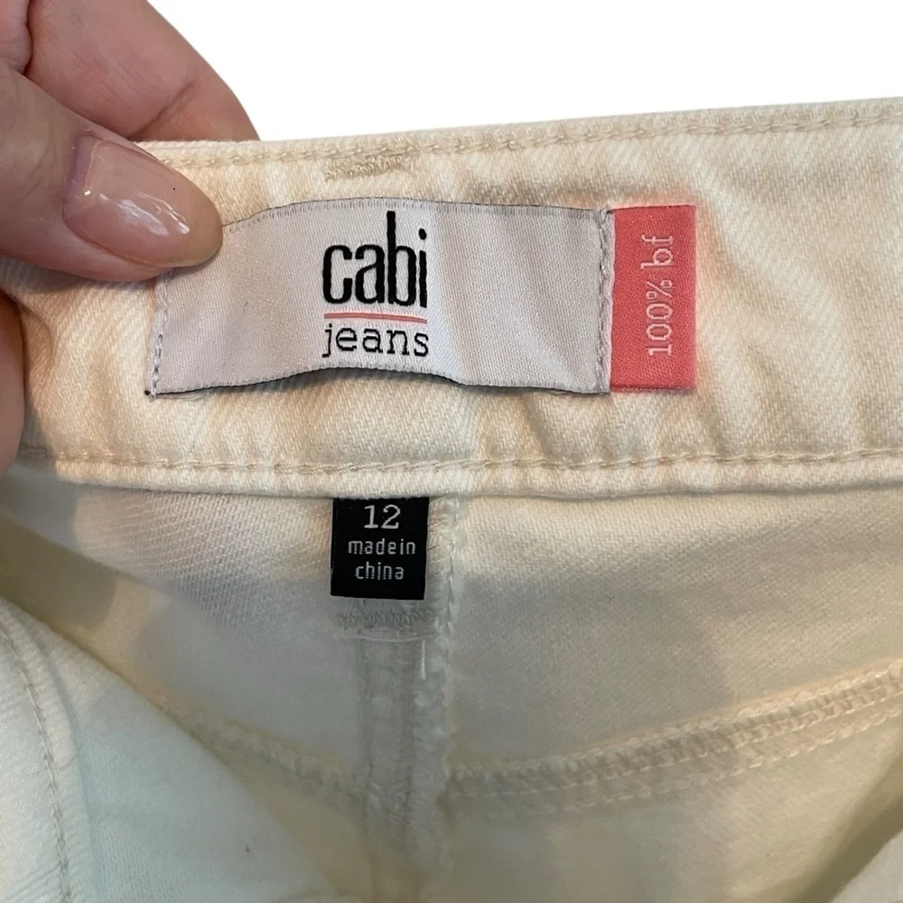 CAbi White Women's Boot Cut 100% Boyfriend Jeans Size 12